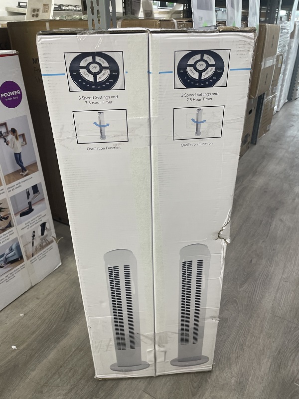 Igenix DF0035T White 29" Oscillating Tower Fan - 2 FANS, Shop Soiled Set 