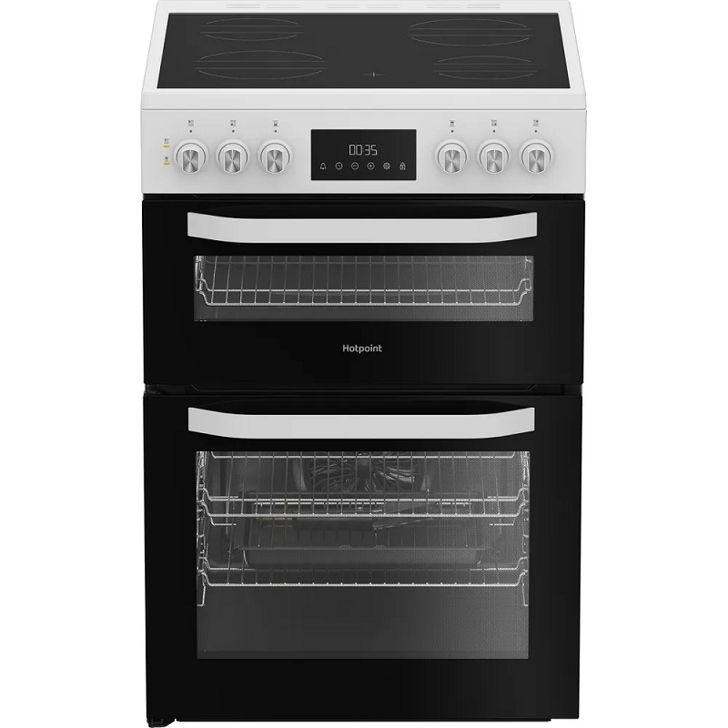 Hotpoint HDE6VDW White 60cm Double Oven Electric Cooker 
