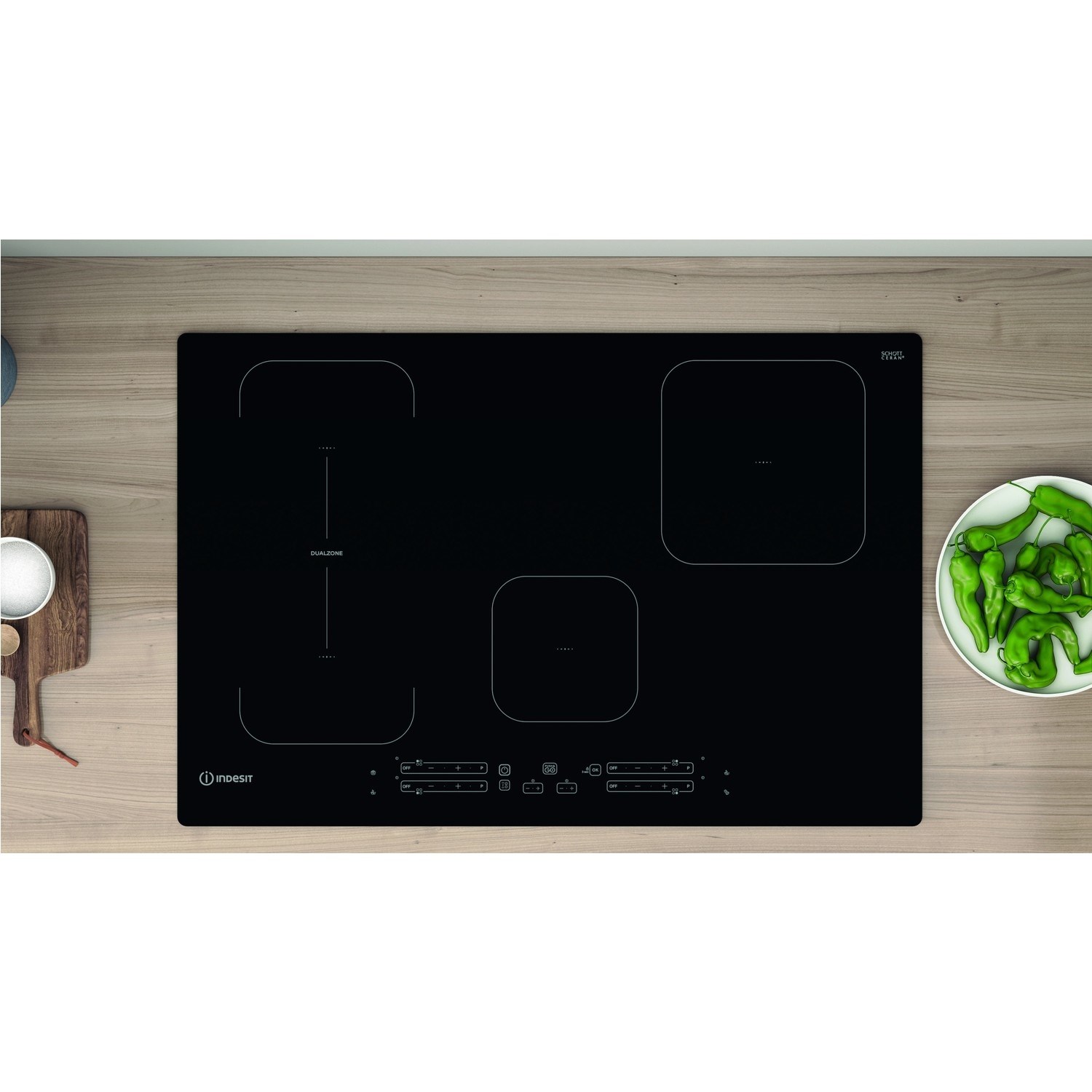 Indesit IB21B77NE Black 77cm Wide Induction Hob 