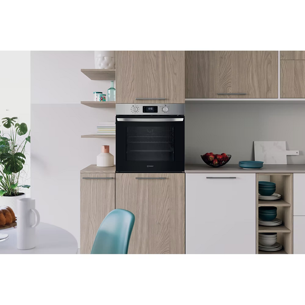 Indesit IO278P1XUK Inox 71L Single Electric Fan Oven 
