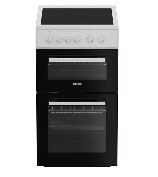 Indesit ITE5VMW White 50cm Twin Cavity Electric Cooker 