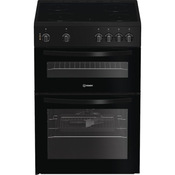 Indesit ITE6VMB Black 60cm Twin Cavity Electric Cooker 
