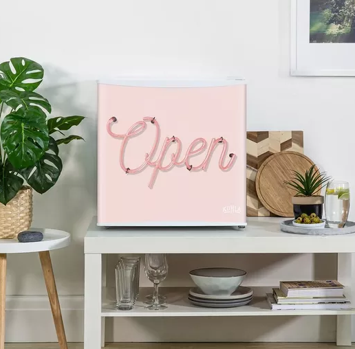 Khula KTTF0E6W-1025 Pink & White Table Top Icebox Fridge 