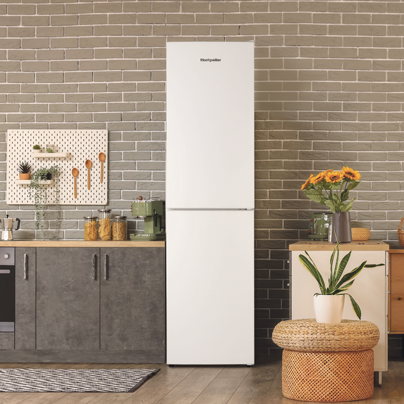 Montpellier MDALF20055W White Tall Freestanding Low Frost Fridge Freezer 
