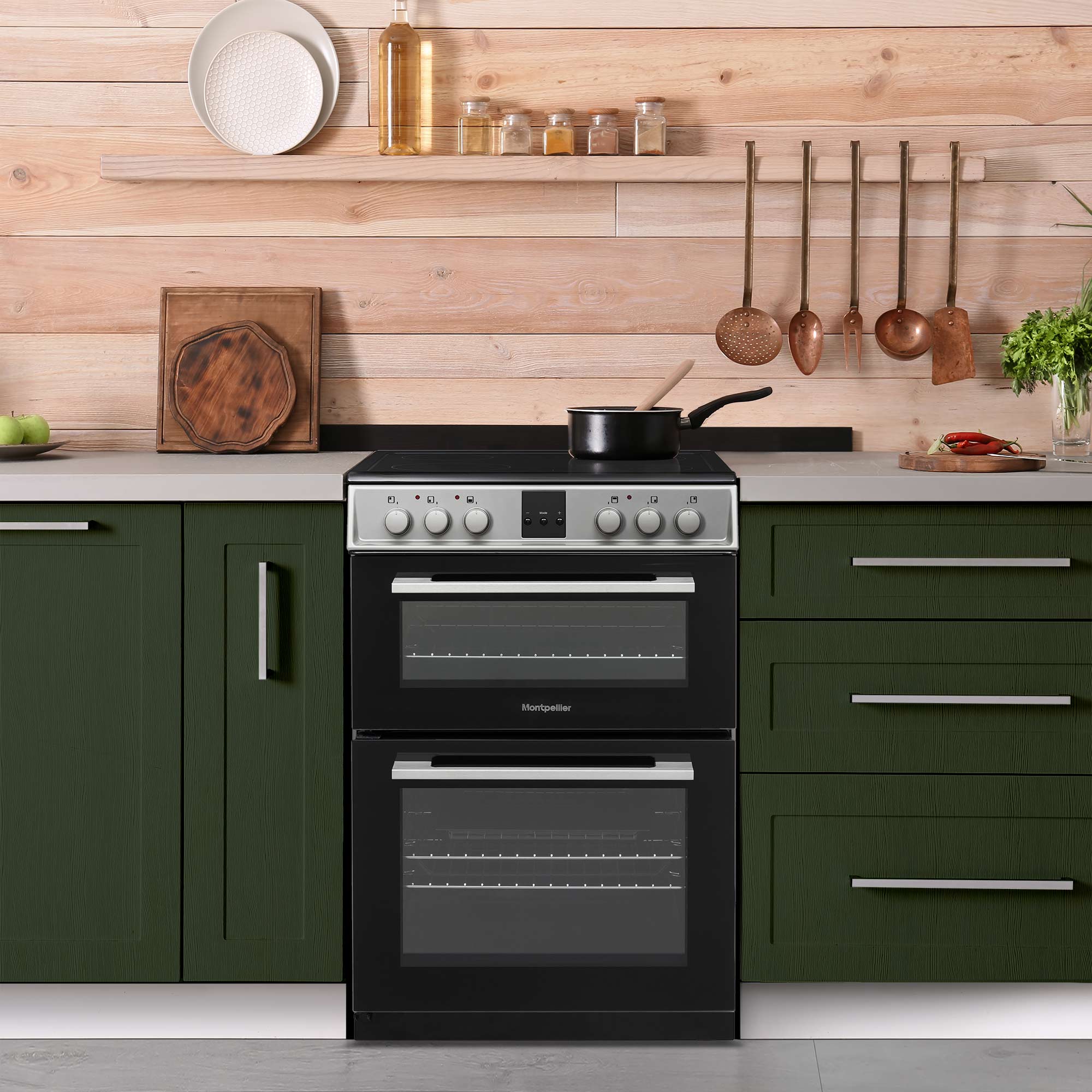 Montpellier MDOC60FS Silver 60cm Ceramic Double Cooker