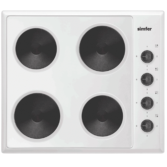 Simfer SP60W White 60cm Solid Plate Hob 