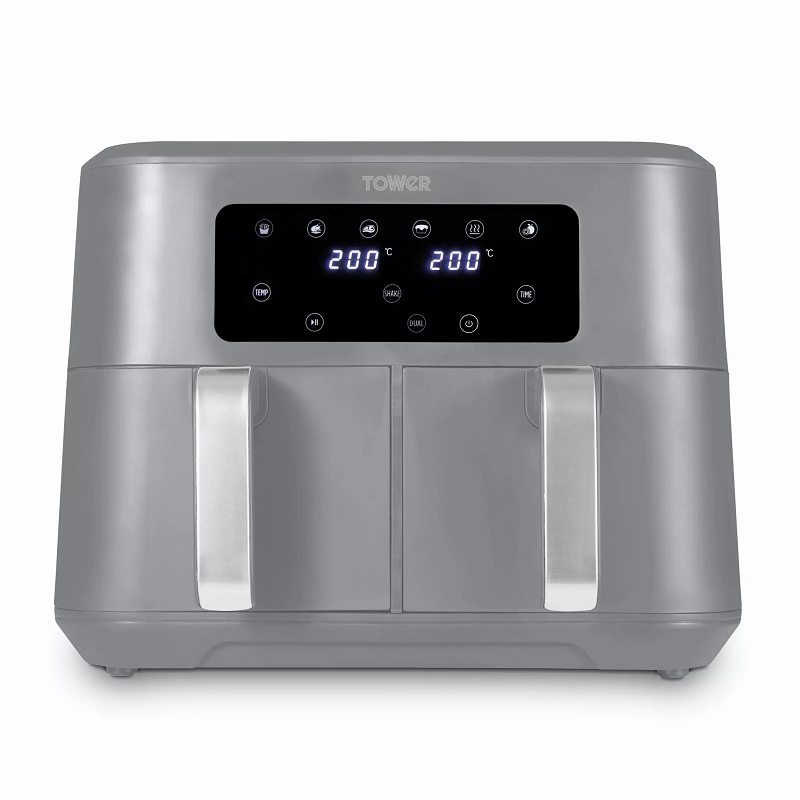Tower T17137CGRY Grey 8.5 Litre Dual Basket Air Fryer 