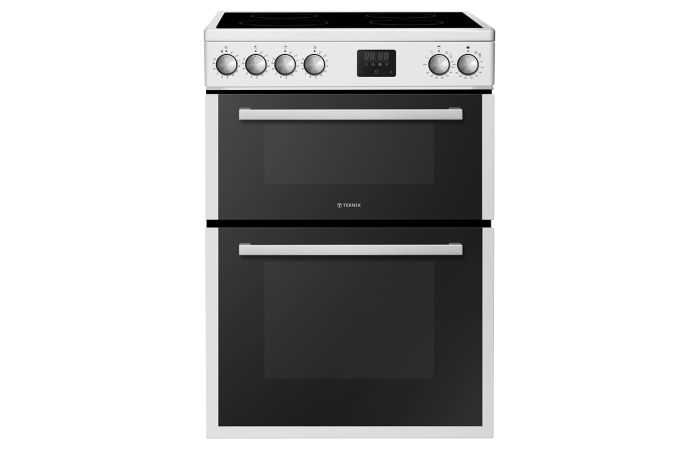 Teknix TKED64INDW White 60cm Induction Double Oven Cooker 