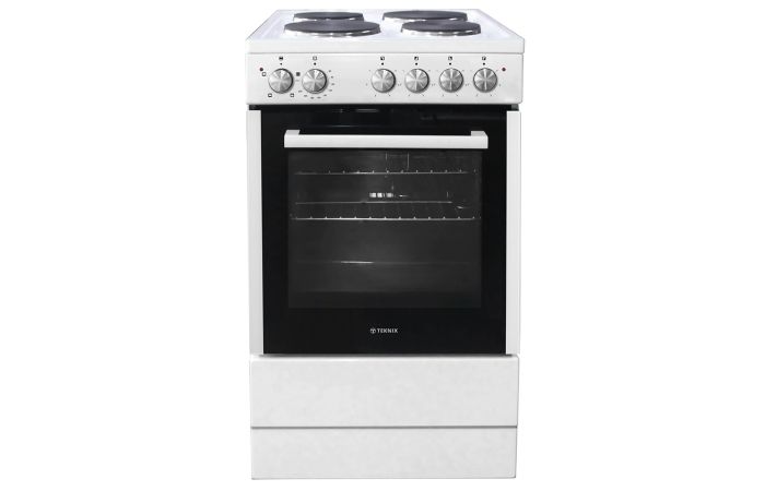 Teknix TKES54W/2 White 50cm Solid Plate Single Electric Cooker