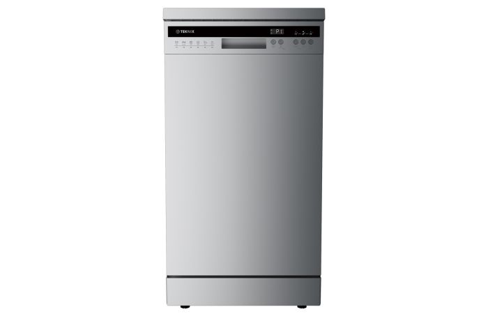 Teknix TX3FD458S Silver Slimline Freestanding Dishwasher 