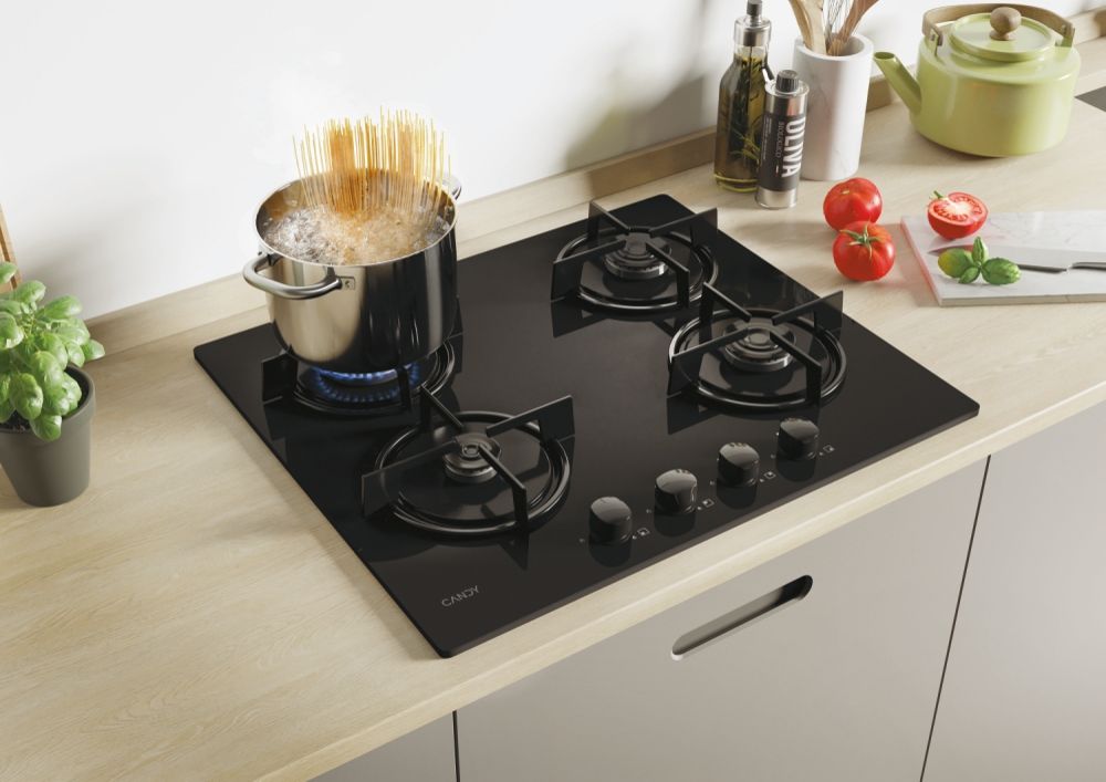 Candy CVW6BB 60cm Black Gas On Glass Hob