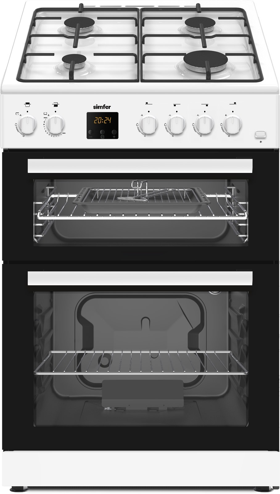 Simfer SIM63TGW White 60cm Twin Cavity Gas Cooker 