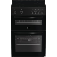 Indesit ITE6VMB Black 60cm Twin Cavity Electric Cooker 